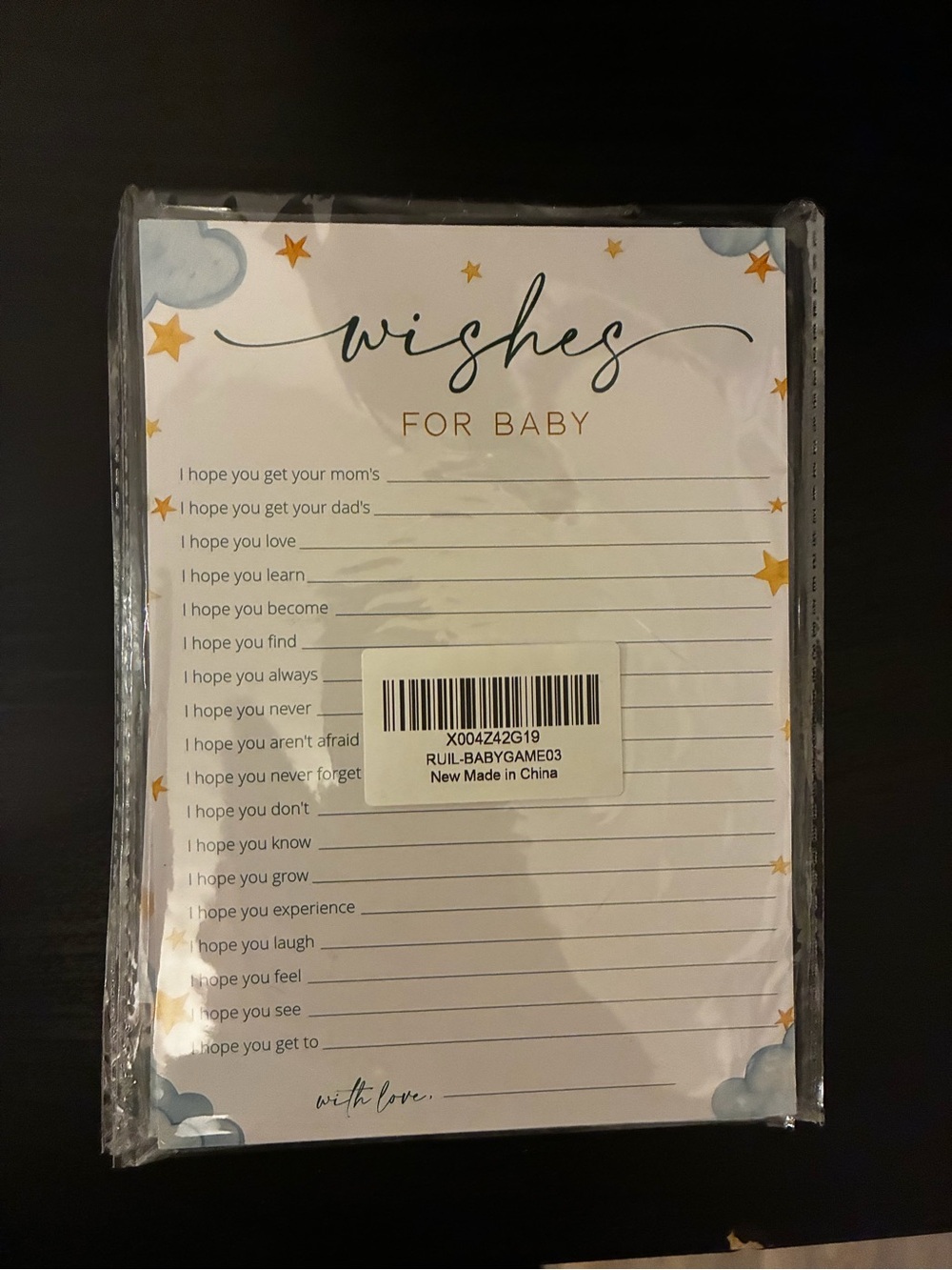 Amazon Wishes for Baby Keepsake Cards - White & Gold